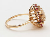 Synthetic White Opal Rubies 14k Yellow Gold 4.4g Ring Size 6.5 Do0325cxzde