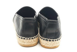 Saint Laurent Embossed Logo Black Leather Espadrilles Size 38 Eb0326oxzsa