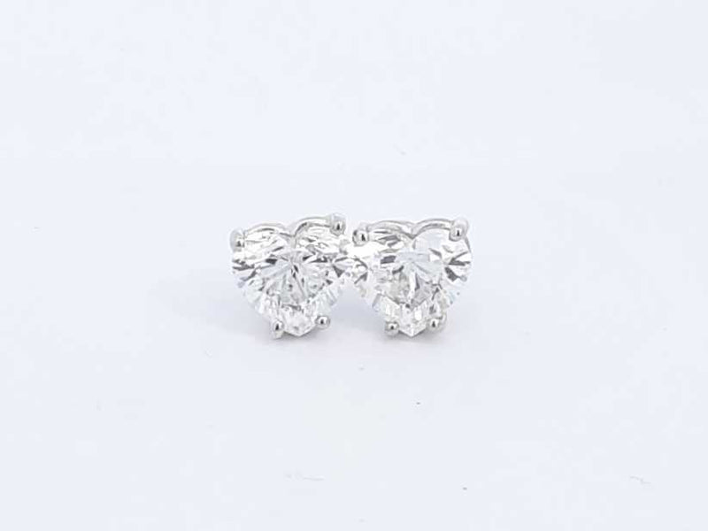 Lab Grown Heart Shape Diamond 3.12ctw Stud Earrings In 14k Wg 2.2g Eb0624erxsa