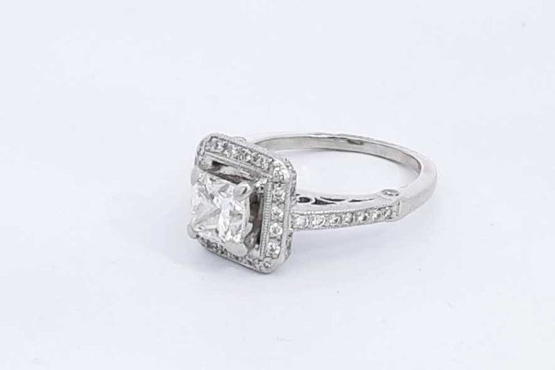 Approx. 1ctw Center Princess Cut Diamond Ring In Platinum 8.73g Sz 7 Eb924lrxzsa