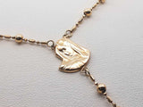 14k Yellow Gold Rosary-style Mary & Crucifix Necklace 5.4g 17 Inch Fw0826wszdu