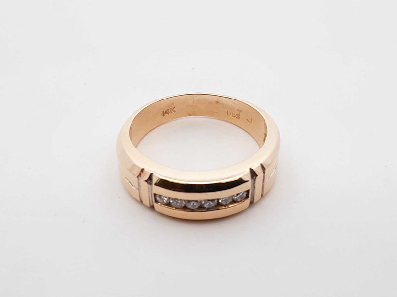 0.12 Cttw Diamond & 14k Yellow Gold Channel Ring 6.8 Grams Size 9.25 Fw0425rzxdu