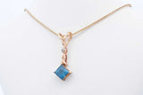 Blue Topaz Necklace In 14k Yellow Gold 2.8 Grams 16 Inch Eb1124crdu