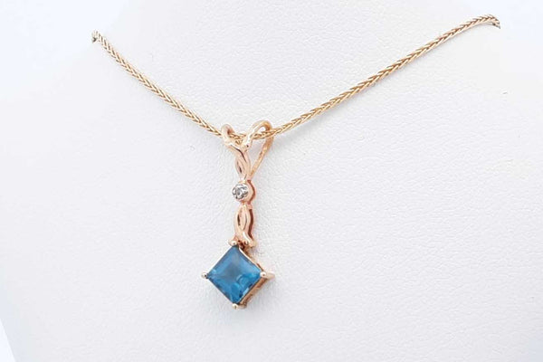 Blue Topaz Necklace In 14k Yellow Gold 2.8 Grams 16 Inch Eb1124crdu