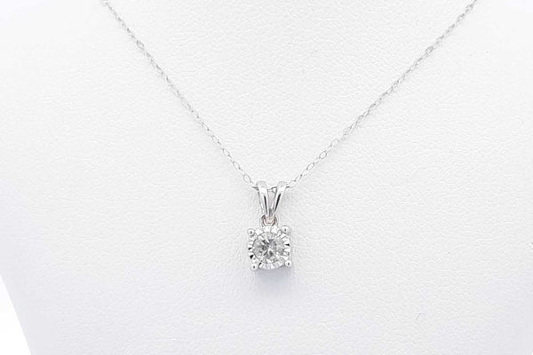 Approx. 0.15ctw Diamond Pendant & Chain In 14k White Gold 1.5g 19 In Eb1024exsa