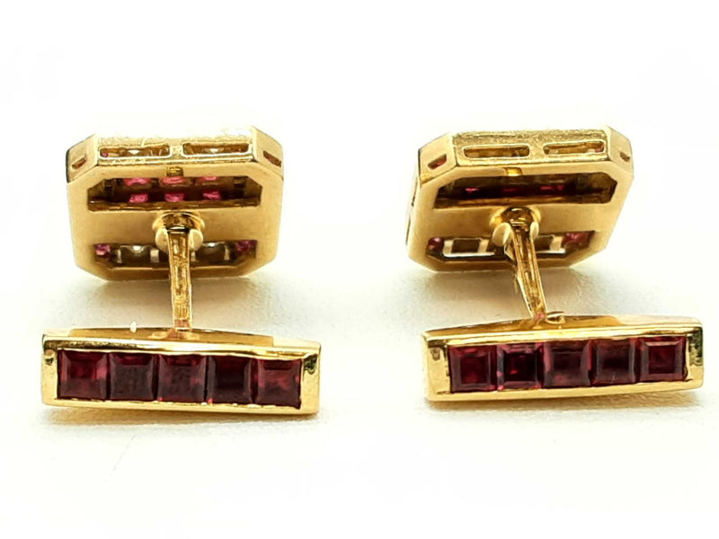 0.45 Cttw Diamonds 18k Yellow Gold Rubies 10.7g Cuff Links Do0125ixzde