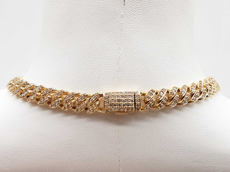 Approx 7.76 Ctw Diamonds 10k Yg 55.0g Solid Cuban Chain 22 In Do0924lixzde