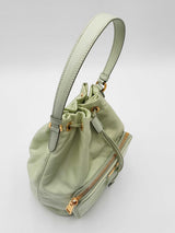 Prada Duet Bucket Bag In Acqua Green Renylon & Saffiano Leather Fw0326ixzdu
