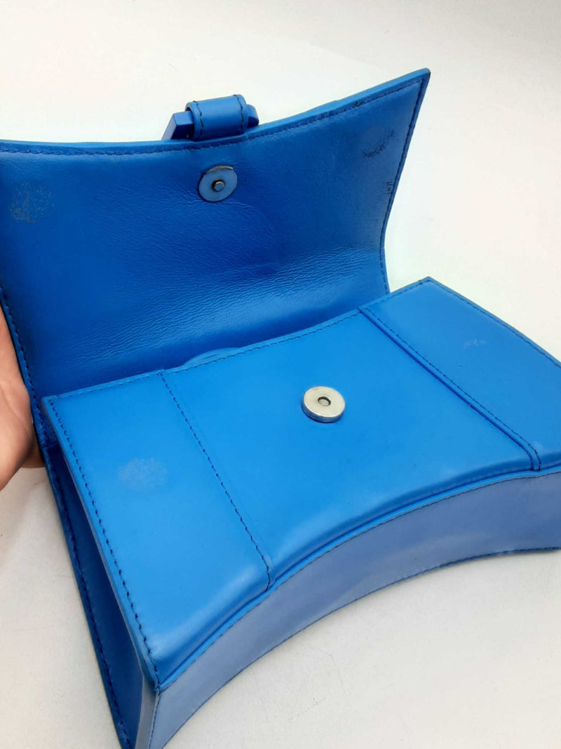 Balenciaga Hourglass Blue Leather Top Handle Bag Eb1024orxsa