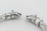 Gucci Anger Forrest Wolf Head Hinged Cuff Sterling Bracelet 73.3g Eb0526orxsa