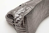 Balenciaga Editor Xs Metallic Silver Crocodile Embossed Clutch Eb0326prxde