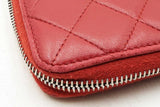 Chanel Quilted Red Lambskin Zip Around Wallet Eb1125orxdu