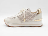 Michael Kors Monique Platform Trainers In Cream Tech Canvas Size 8 Fw0126pzdu
