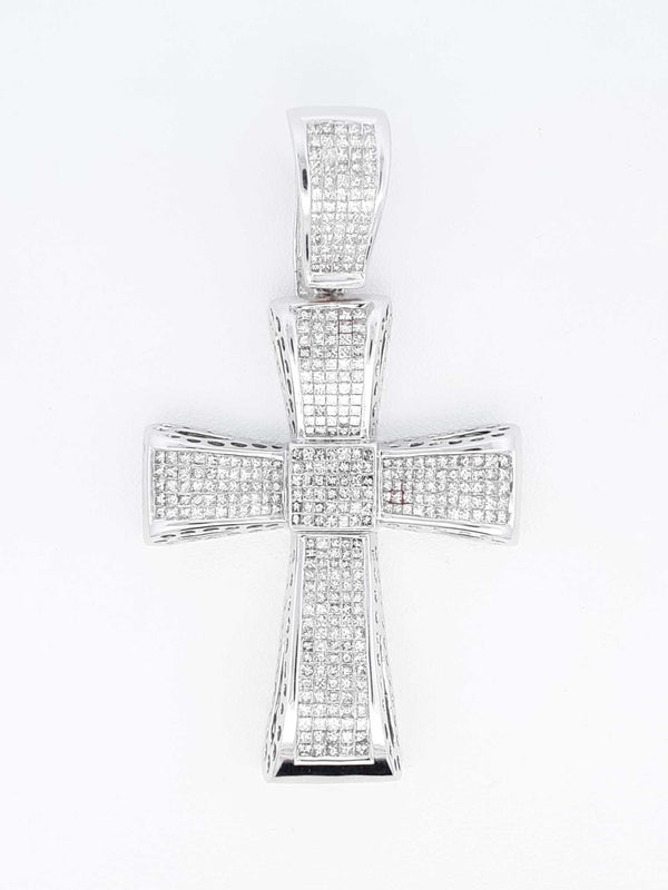 7.24 Cttw Diamond & 14k White Gold Cross Pendant 27.6 Grams Fw0725orzxdu