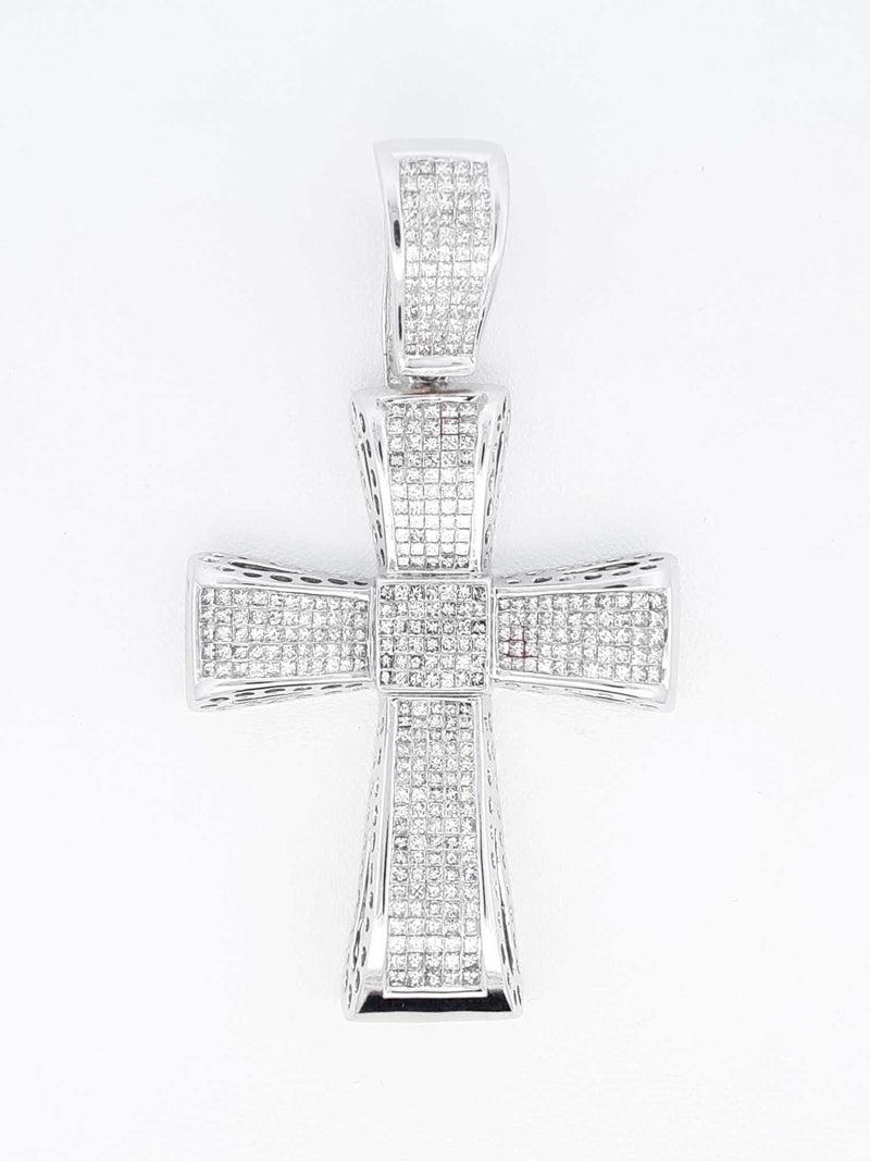 7.24 Cttw Diamond & 14k White Gold Cross Pendant 27.6 Grams Fw0725orzxdu