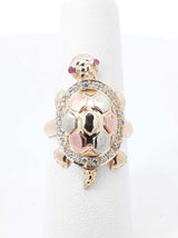 Mama And Baby Turtle Locket Ring In 14k Tri-color Gold 8.8 Grams Size 6.5 Fw0726rzxdu