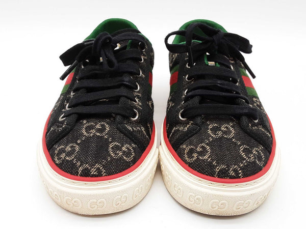 Gucci 606110 Tennis 1977 Black Gg Jacquard Denim Shoes Size Eu 35.5 Do0825lxzde