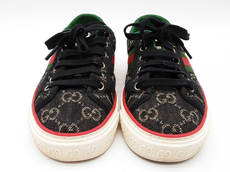 Gucci 606110 Tennis 1977 Black Gg Jacquard Denim Shoes Size Eu 35.5 Do0825lxzde