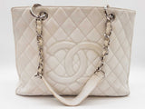 Chanel White Quilted Caviar Leather Shopping Tote Bag Do0725lcxzde