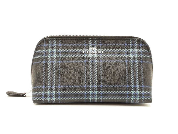 Coach Cosmetic Pouch In Multicolor Plaid Signature Coated Canvas Fw0725pzdu