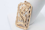 14k Yellow Gold Rectangle Dragon Pendant 2.4 Grams Eb0326lrxsa