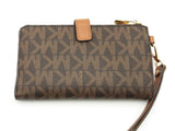 Michael Kors Jet Set Travel Large Logo Continental Wristlet Brown Aa0626orsa
