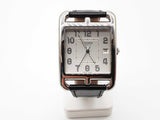 Hermes Cc1.810 33 Cape Cod Steel Black Leather Band Quartz Watch Do0524rxzde