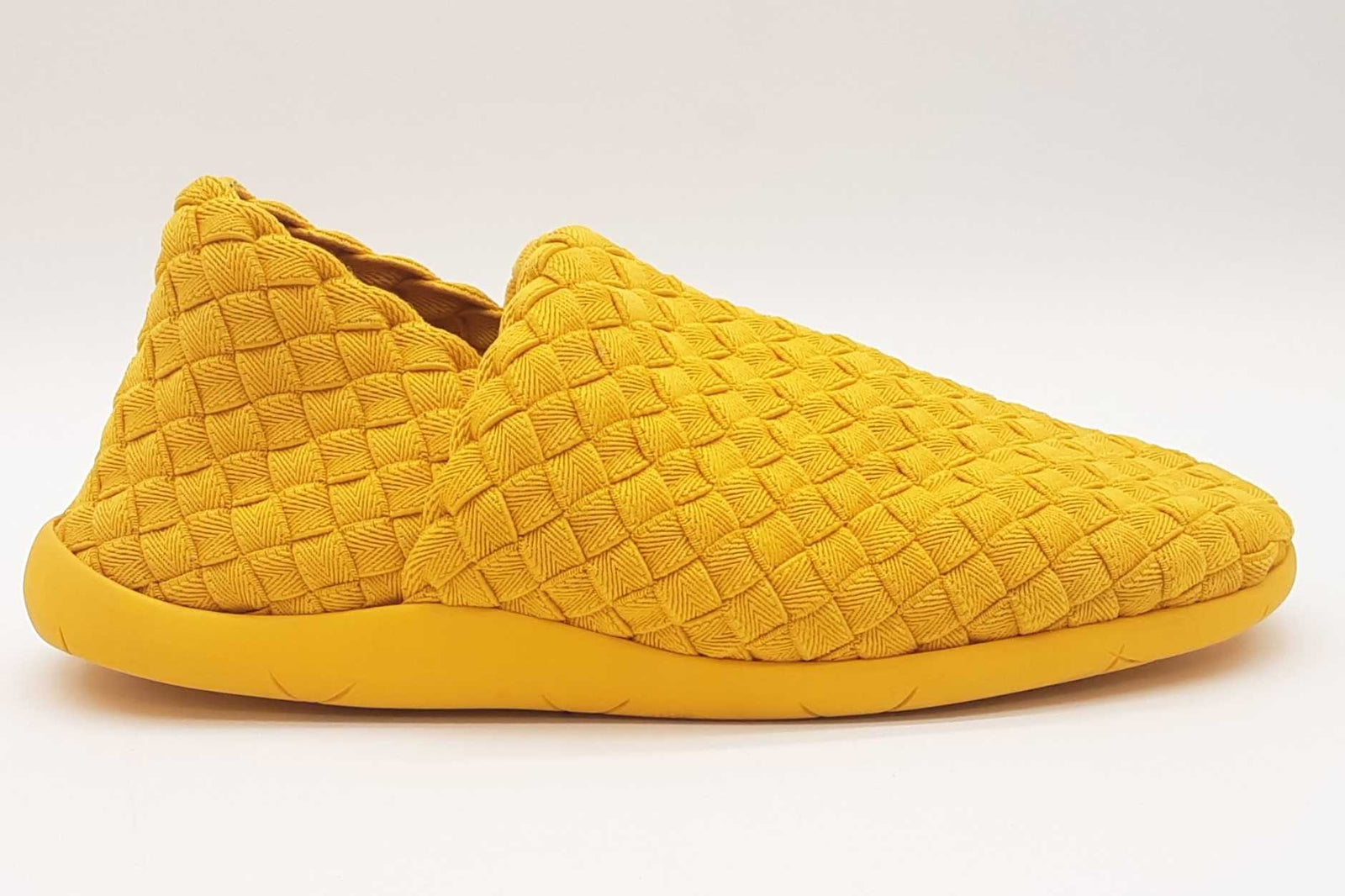Bottega Veneta Plat Dandelion Yellow Woven Fabric Sneakers Size 44