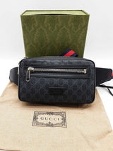 Gucci 474293 Black Gg Supreme Coated Canvas Zip Pocket Belt Bag Do1024rxzde