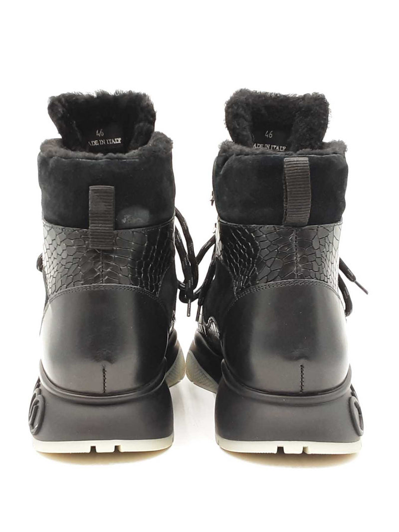 Jimmy Choo Inca Shearling Sneakers In Croc-embossed Leather Sz It 46 Fw0825loxdu