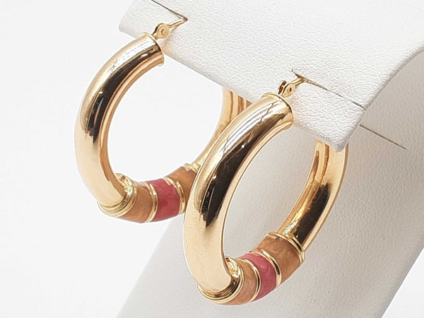 14k Yellow Gold 6.95g Hollow Hoop Earrrings Do0524lerde