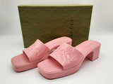 Gucci Pink Rubber Platform Sandal Slides Size Eu 39/ Us 9 W Do0624lxzde