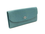 Coach Long Wallet In Glitter Teal Crossgrain Leather Fw0925lrdu