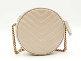 Yves Saint Laurent Round Vinyle Camera Bag In Ivory Graine De Poudre Leather Fw0726wzdu