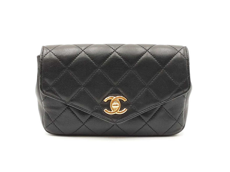 Chanel Envelope Flap Waist Bag In Diamond-quilted Black Leather Fw0825lpzxdu