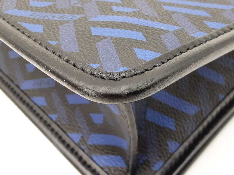 Versace La Greca Signature Coated Canvas Black & Blue Crossbody Bag Fw0725ozxdu