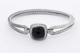 David Yurman Albion 925 Onyx & Diamonds Hinged Bangle Bracelet 25.6g Eb0826wxzsa