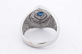 Diamond & Blue Gemstone Ring In 14k White Gold 16.7 Grams Size 14.25 Eb0926srxsa