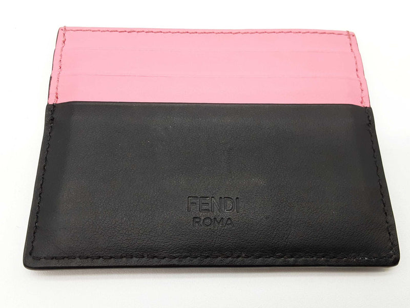 Fendi Monstro Black Pink Leather Card Holder Do1025rxde