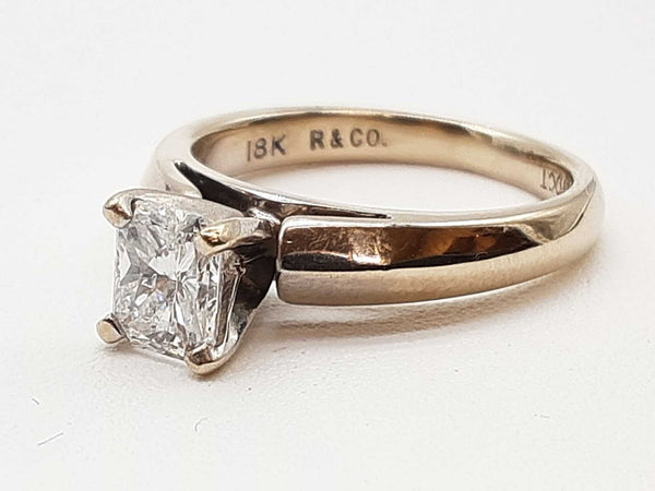 0.90 Carat Diamond 18k White Gold 5.4g Solitare Ring Size 6 Do0824llxzde