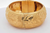 23k Yellow Gold Floral Etched Hinged Bangle Bracelet 75.9 Grams Eb0526cexzsa