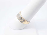 Pavé Diamond & 14k Yellow Gold Herringbone Pattern Ring 3.2g Size 8 Fw0826owzdu