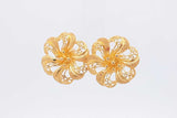 18k Yellow Gold Filigree Flower Stud Earrings 5.4 Grams Eb0226pxzsa