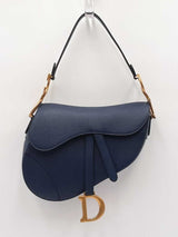 Christian Dior Saddle Bag In Deep Ocean Blue Grained Leather Fw1026llxzdu