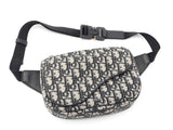 Christian Dior Saddle Belt Bag In Oblique Jacquard & Black Leather Fw1026wxzdu