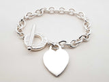 Tiffany & Co. Heart Tag Toggle Bracelet In Sterling Silver 35.8 Grams 8 Inch Fw0726lxzdu