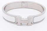 Hermes Clic H White Enamel Bracelet Eb1225wxzsa