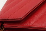 Yves Saint Laurent Quilted Chevron Red Leather Envelope Chain Wallet Eb1026wrxde