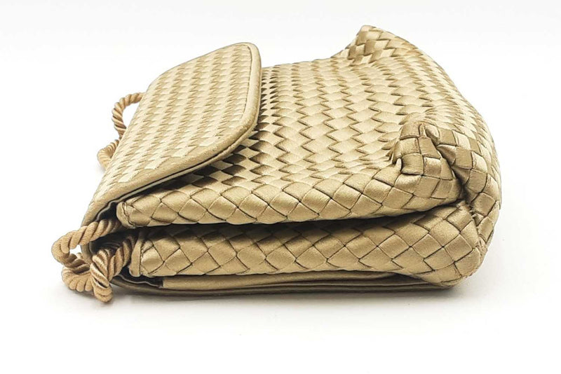 Bottega Veneta Satin Kahki Green Intrecciato Shoulder Bag Eb1124lxzsa