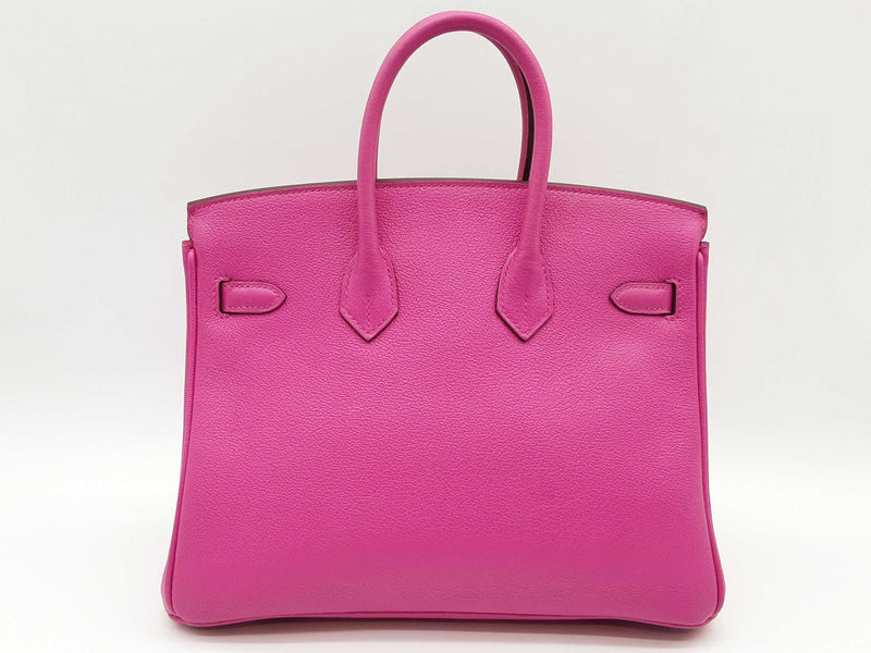 Hermes Birkin 25 Pink Chevre Mysore Red Interior Palladium Handbag Do0925lirxzde
